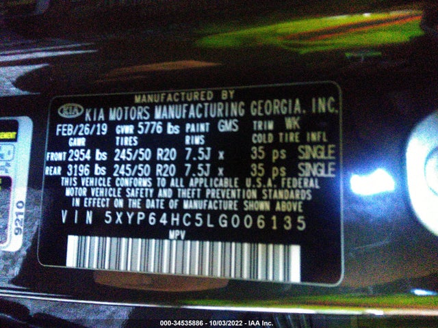 2020 Kia Telluride, VIN: 5XYP64HC5LG006135