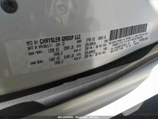 34535953 :رقم المزاد ، 2C4RDGBG7CR398929 vin ، 2012 Dodge Grand Caravan Se/avp مزاد بيع