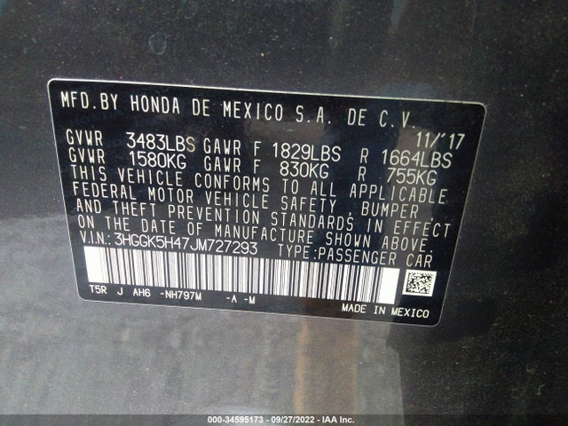 Honda FIT LX 2018 3HGGK5H47JM727293 Image 9