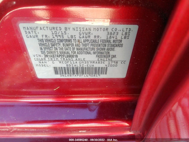 2015 Nissan Sentra, VIN: 3N1AB7AP2FL690819