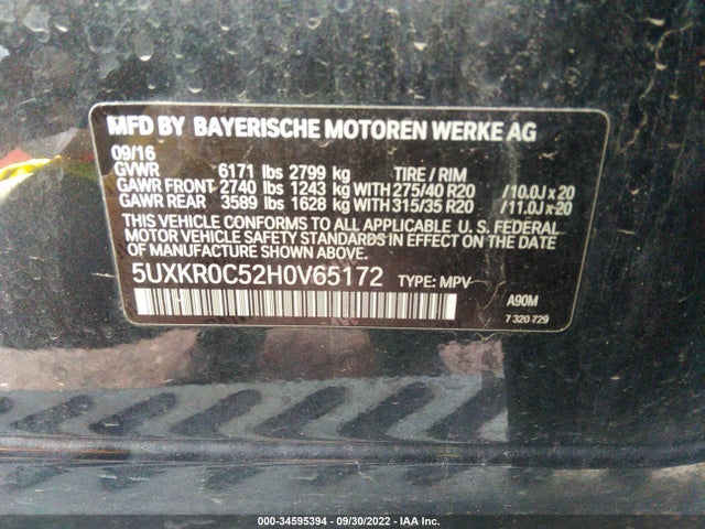 2017 BMW X5, VIN: 5UXKR0C52H0V65172