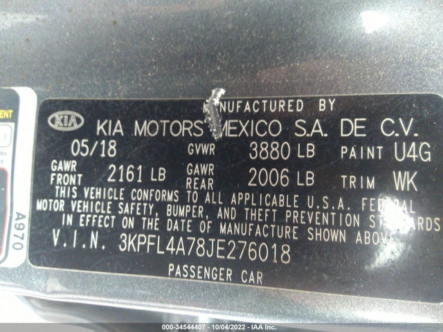 2018 Kia Forte, VIN: 3KPFL4A78JE276018
