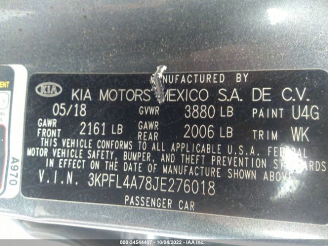 3KPFL4A78JE276018 KIA FORTE S