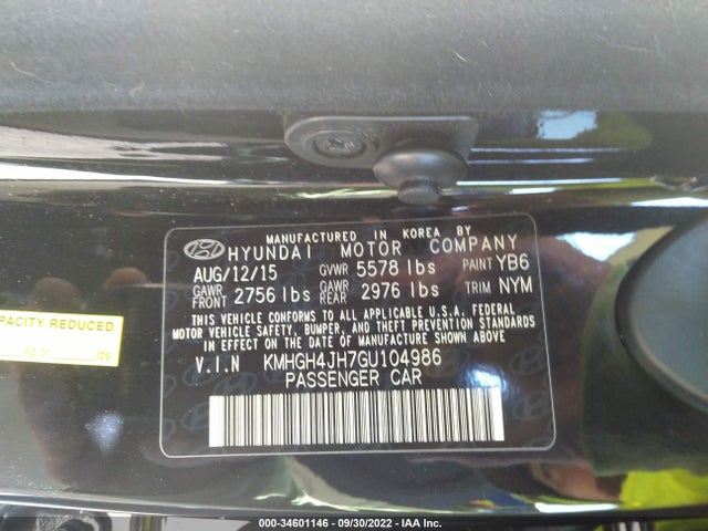 2016 Hyundai Equus, VIN: KMHGH4JH7GU104986