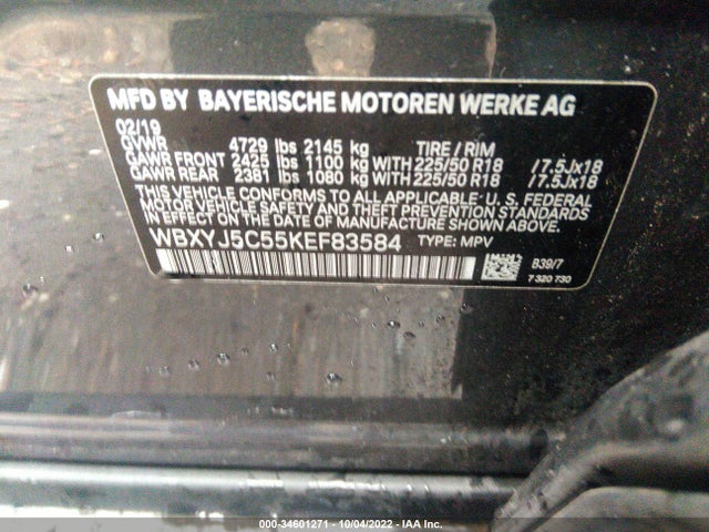 2019 BMW X2, VIN: WBXYJ5C55KEF83584