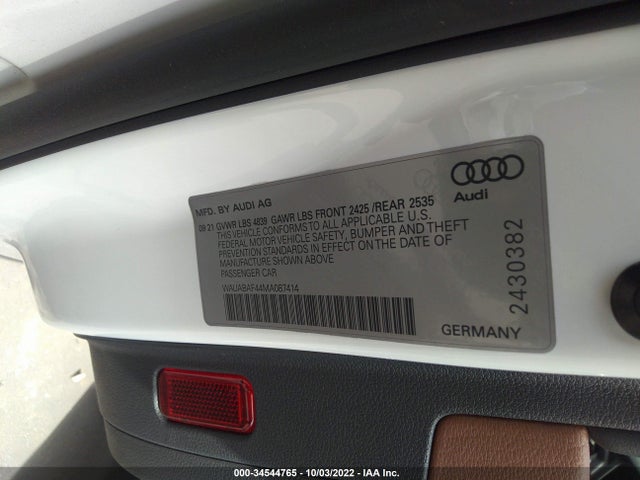 2021 Audi A4, VIN: WAUABAF44MA087414