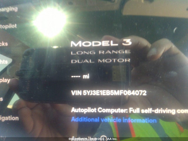 Tesla Model 3 Long Range 2021 5YJ3E1EB5MF064072 Image 8