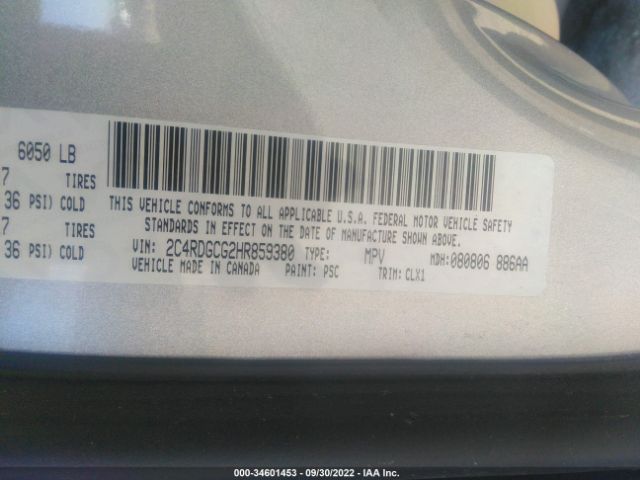 2C4RDGCG2HR859380 Dodge Grand Caravan Sxt