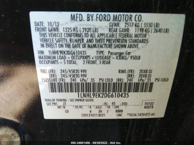 Lincoln MKS 2013 1LNHL9EK2DG610435 Image 11