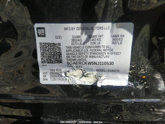 2022 Buick Enclave, VIN: 5GAERCKW5NJ110530