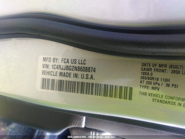 2022 Jeep Grand Cherokee, VIN: 1C4RJJBG2N8608874