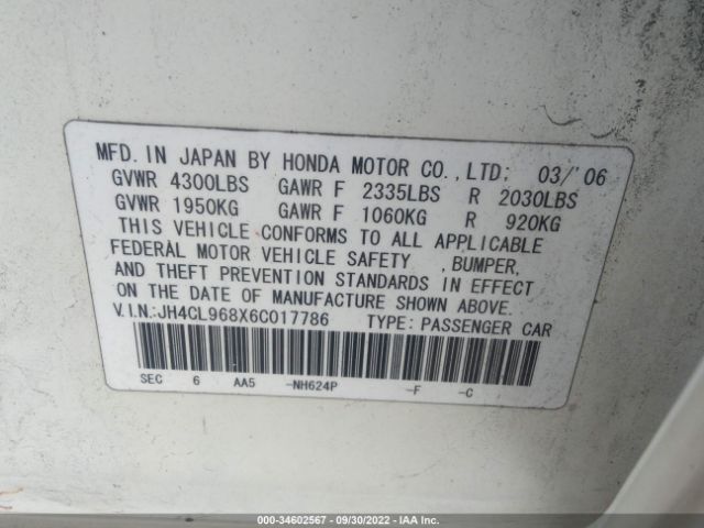 2006 ACURA TSX JH4CL968X6C017786 Photo 8