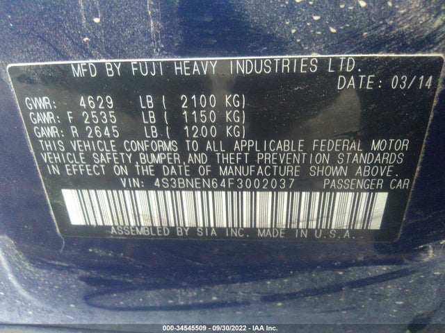 4S3BNEN64F3002037 Subaru Legacy 3.6r Limited