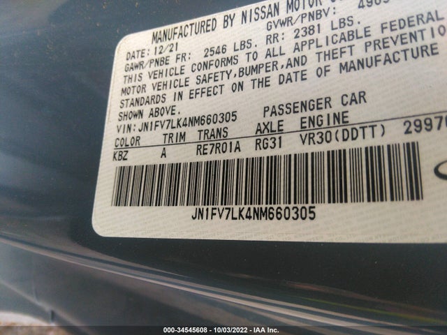 2022 Infiniti Q60, VIN: JN1FV7LK4NM660305
