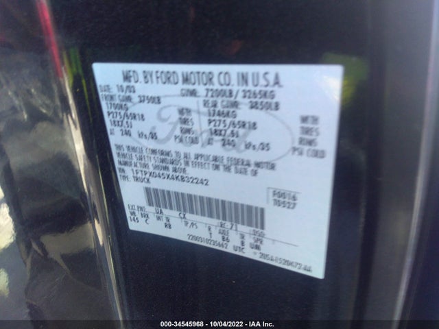 2004 FORD F-150 XLT/FX4 VIN: 1FTPX045X4KB32242