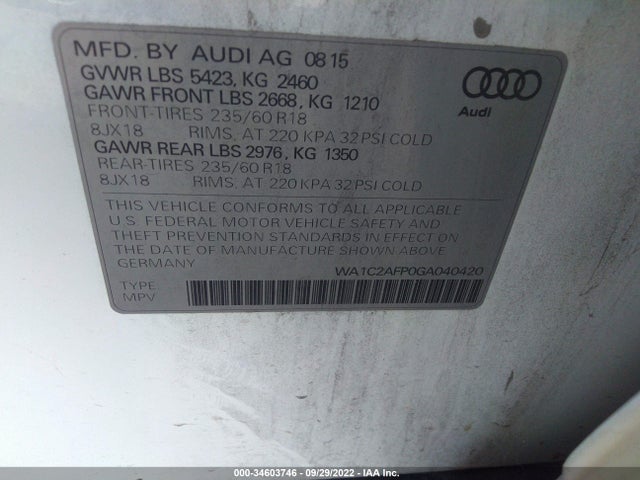 WA1C2AFP0GA040420 Audi Q5 PREMIUM