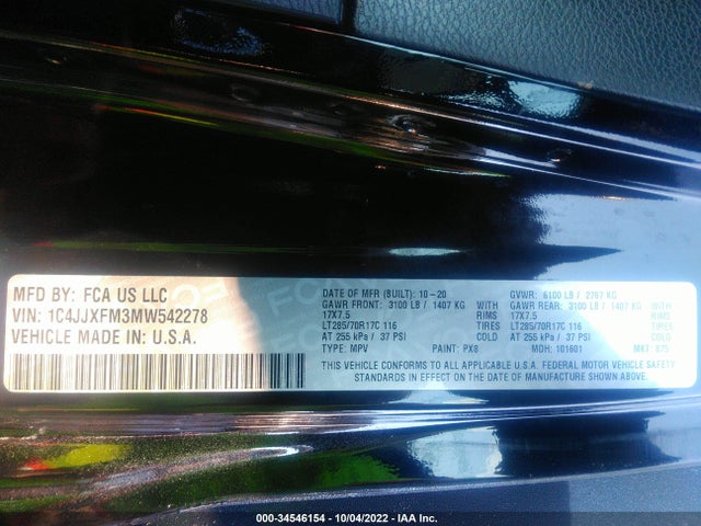 1C4JJXFM3MW542278 Jeep Wrangler Unlimited Rubicon
