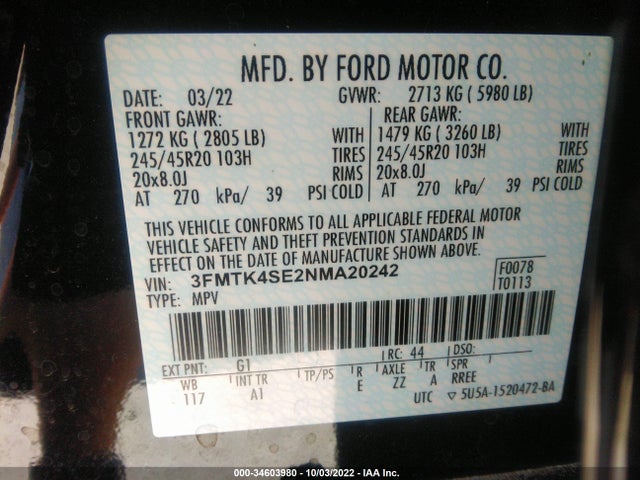 2022 Ford Mustang, VIN: 3FMTK4SE2NMA20242