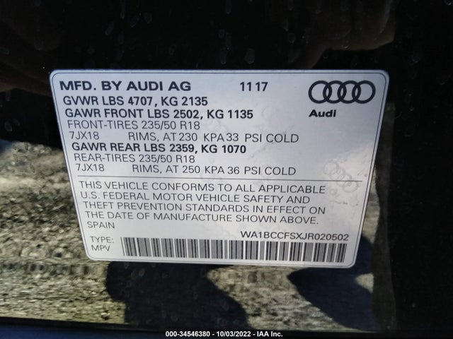 WA1BCCFSXJR020502 Audi Q3 Premium/sport Premium