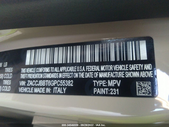 2016 Jeep Renegade, VIN: ZACCJBBT6GPC55382