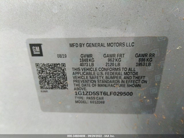 Chevrolet Malibu Fwd Lt 2020 1G1ZD5ST6LF029500 Image 9
