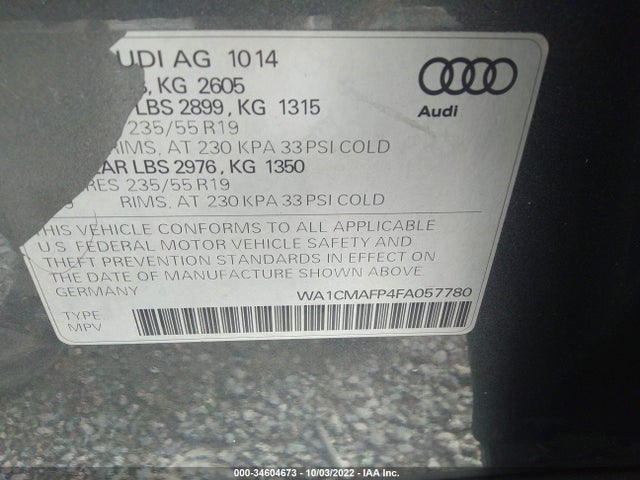 2015 Audi Q5, VIN: WA1CMAFP4FA057780