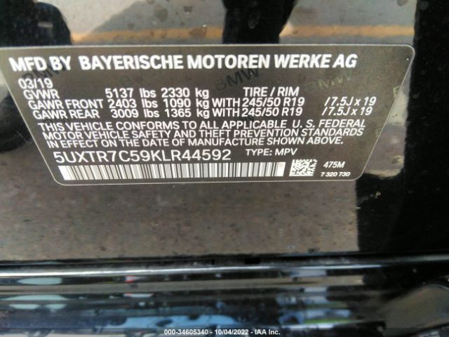 5UXTR7C59KLR44592 BMW X3 Sdrive30i