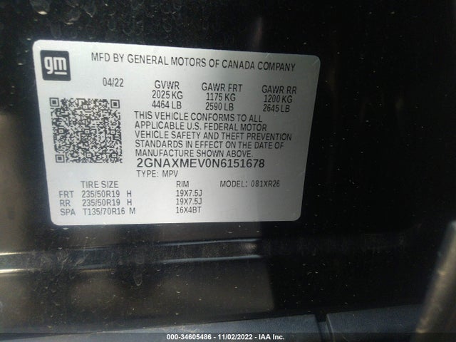 Chevrolet EQUINOX RS 2022 2GNAXMEV0N6151678 Image 11