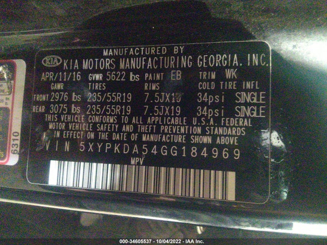 KIA Sorento Sxl 2016 5XYPKDA54GG184969 Image 11