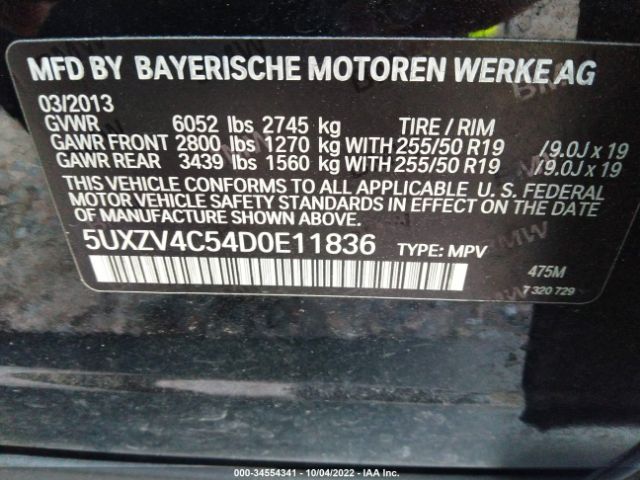 5UXZV4C54D0E11836 BMW X5 Xdrive35i