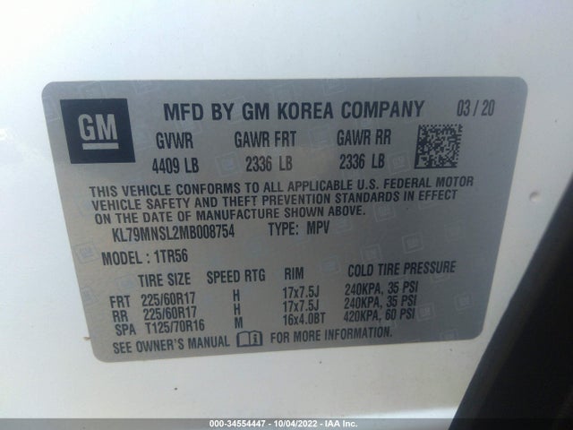 2021 Chevrolet Trailblazer, VIN: KL79MNSL2MB008754