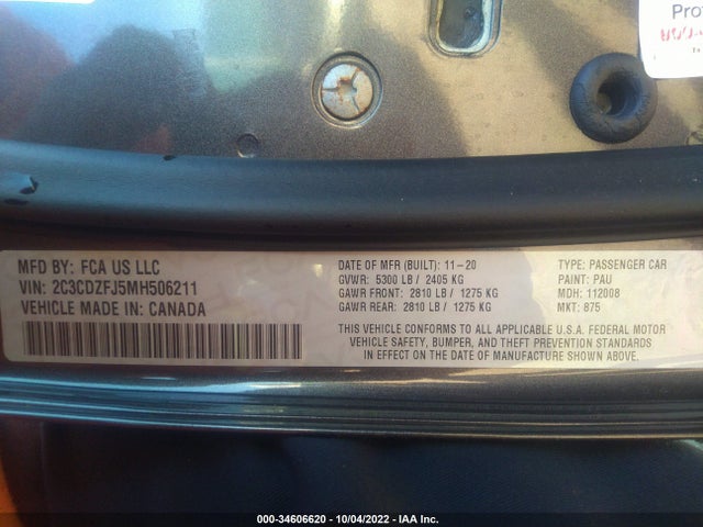 Dodge Challenger R/t Scat Pack 2021 2C3CDZFJ5MH506211 Image 9
