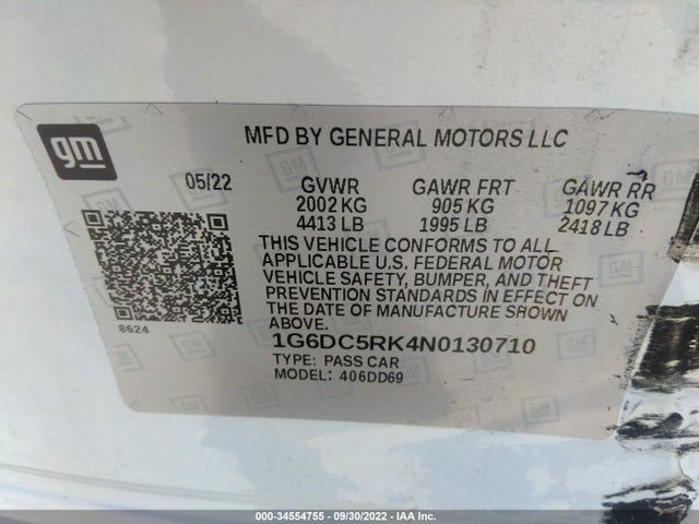 2022 Cadillac CT4, VIN: 1G6DC5RK4N0130710