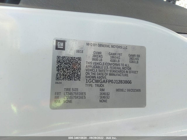 2018 Chevrolet Express, VIN: 1GCWGAFP0J1283866