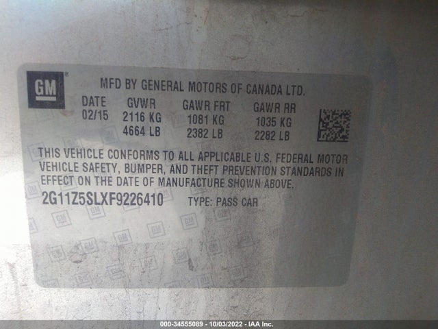 2015 Chevrolet Impala, VIN: 2G11Z5SLXF9226410