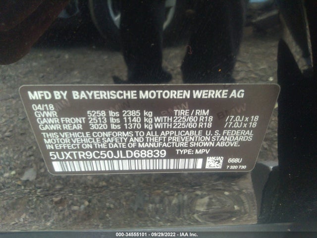 2018 BMW X3, VIN: 5UXTR9C50JLD68839