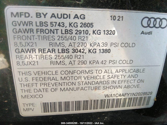 2022 Audi SQ5, VIN: WA1C4AFY1N2028528