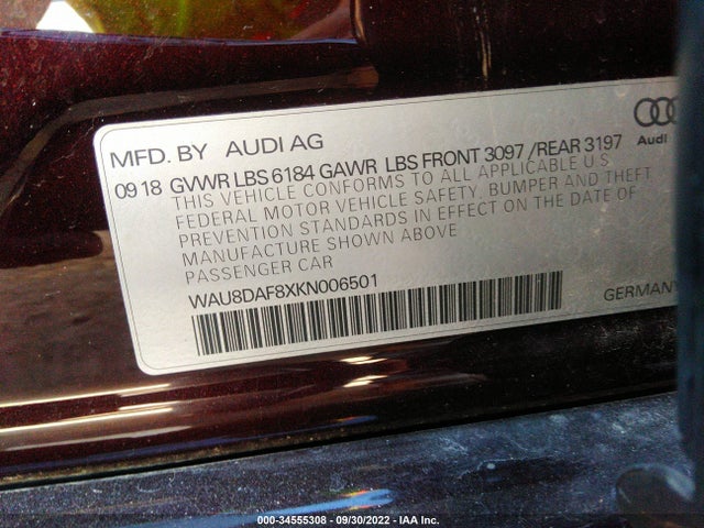 2019 Audi A8, VIN: WAU8DAF8XKN006501
