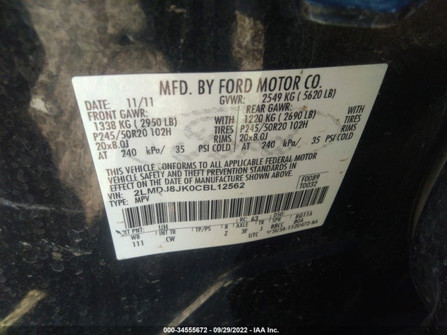 Lincoln MKX 2012 2LMDJ8JK0CBL12562 Image 10