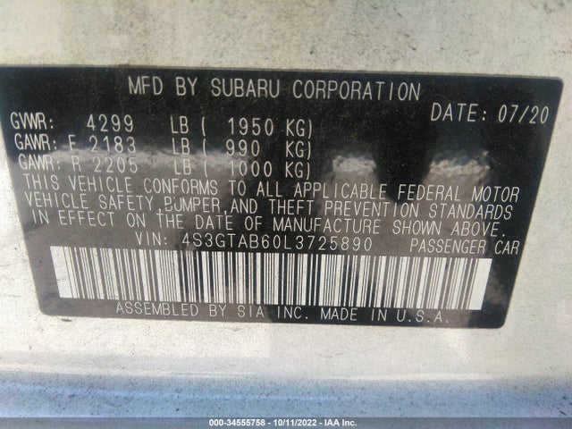 2020 Subaru Impreza, VIN: 4S3GTAB60L3725890