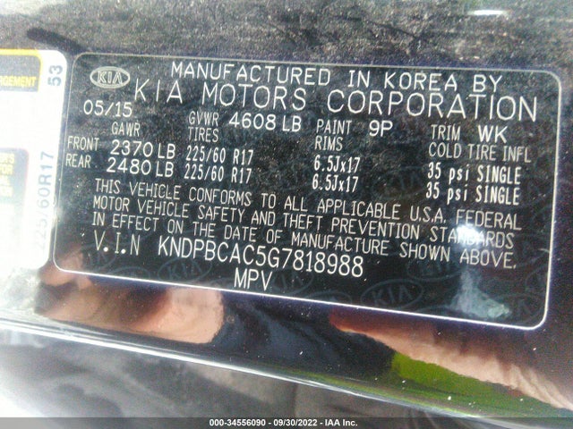 2016 KIA SPORTAGE LX VIN: KNDPBCAC5G7818988