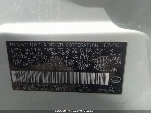 JTHGA1D2XL5107219 Lexus Is Is 300 F Sport