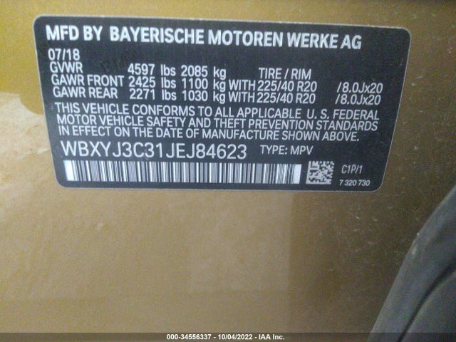 2018 BMW X2, VIN: WBXYJ3C31JEJ84623