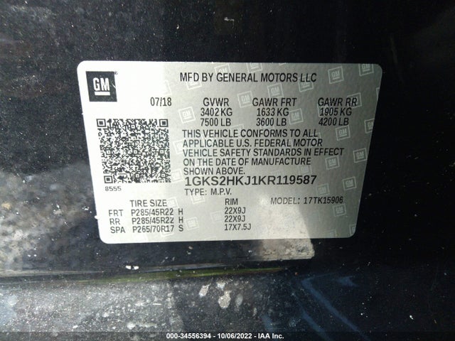 GMC YUKON XL DENALI 2019 1GKS2HKJ1KR119587 Image 9