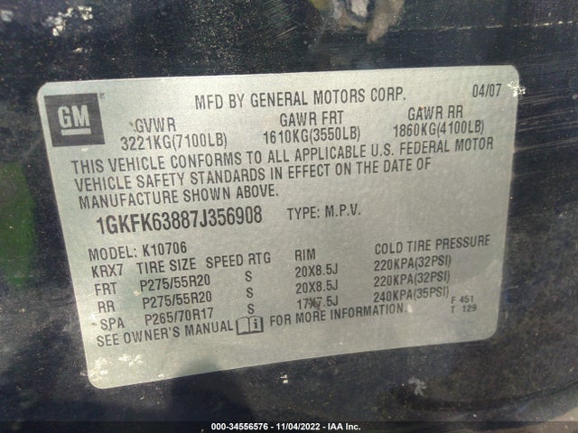 GMC YUKON DENALI 2007 1GKFK63887J356908 Image 10