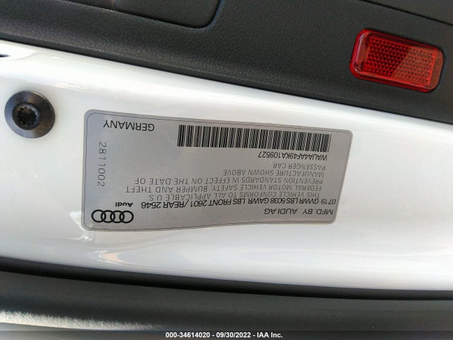 2019 Audi S4, VIN: WAUA4AF49KA109527