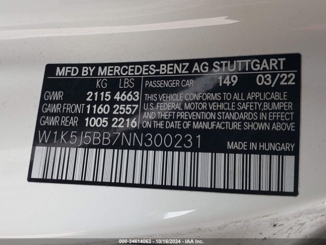 2022 MERCEDES-BENZ AMG CLA 35 W1K5J5BB7NN300231 Photo 8