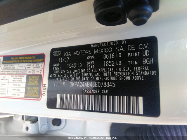 2018 Kia Rio, VIN: 3KPA24AB4JE078845