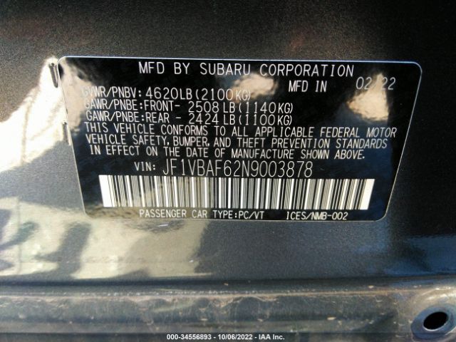 JF1VBAF62N9003878 Subaru Wrx Premium