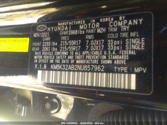 Hyundai Kona 2022 KM8K32AB2NU857962 Image 10